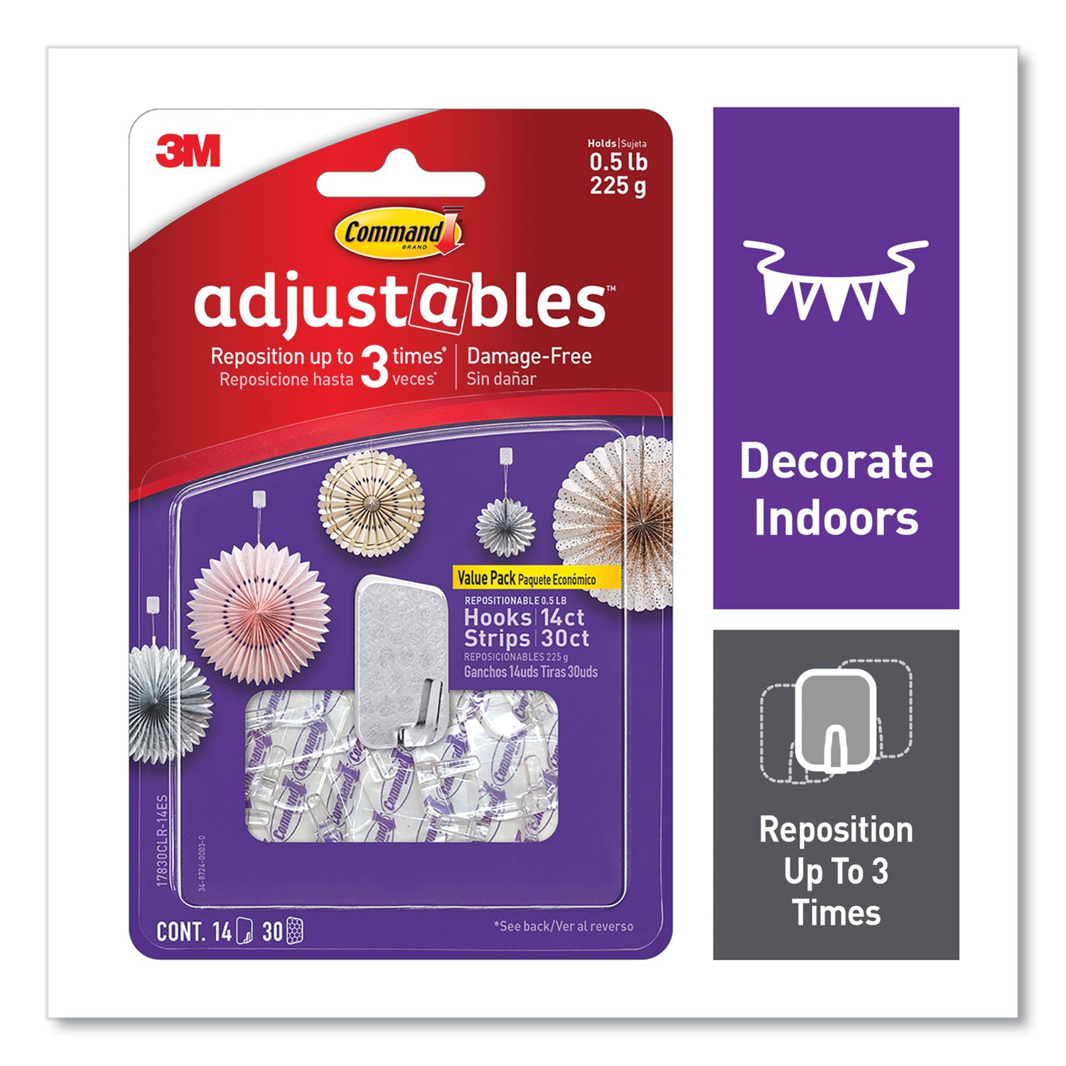 adjustables-repositionable-mini-hooks-plastic-white-05-lb-capacity-14-hooks-and-30-strips_mmm17830clr14es - 1