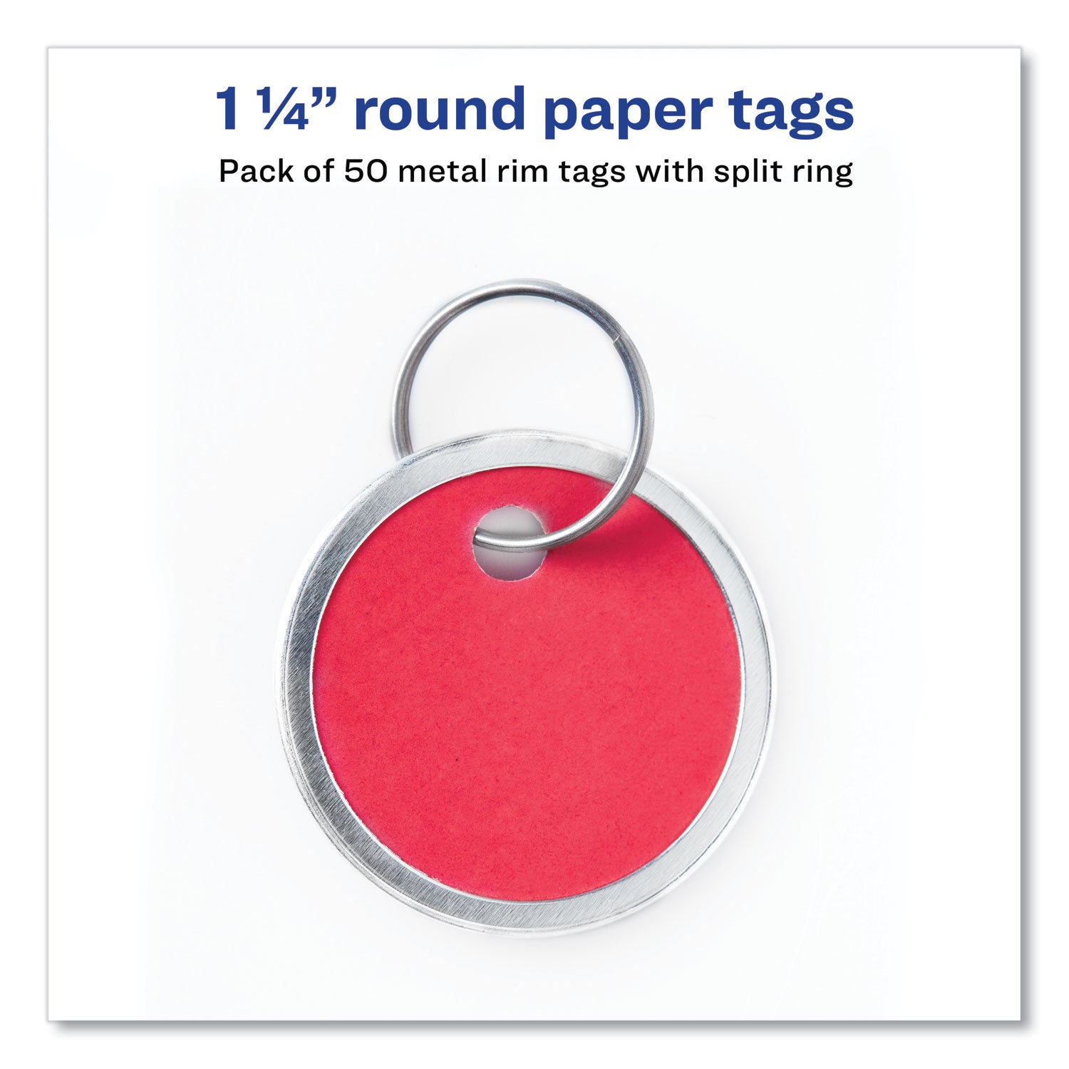 Key Tags with Split Ring, 1.25" dia, Assorted Colors, 50/Pack - 