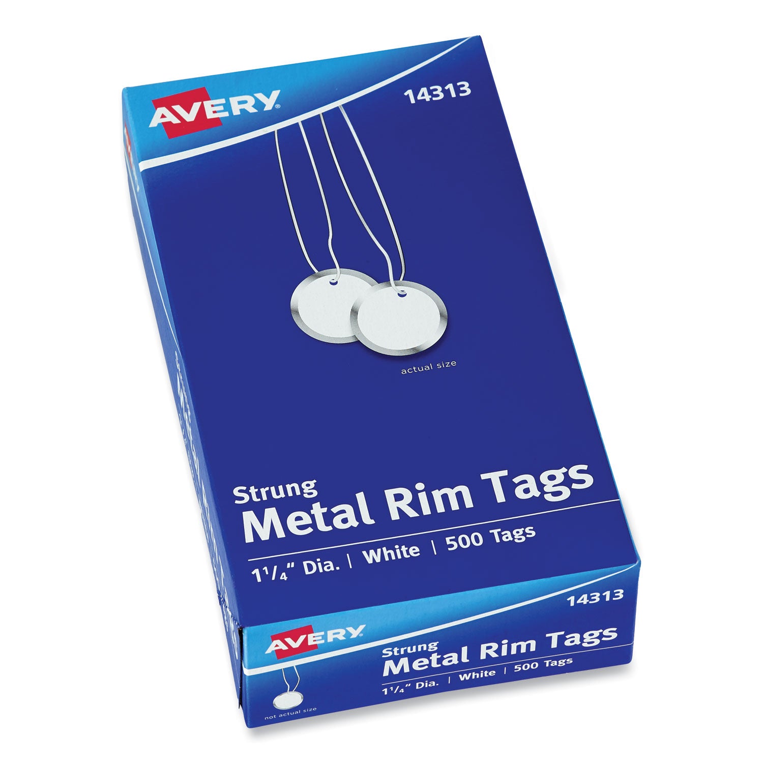 Heavyweight Stock Metal Rim Tags, 1.25" dia, White, 500/Box - 