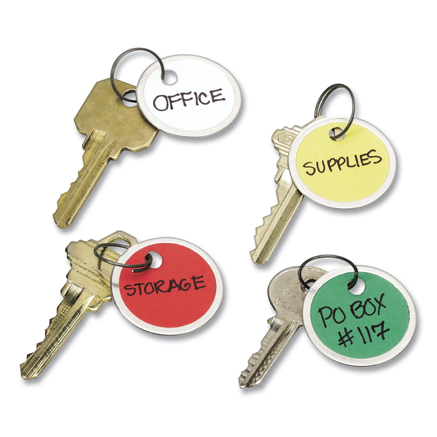 Key Tags with Split Ring, 1.25" dia, Assorted Colors, 50/Pack - 