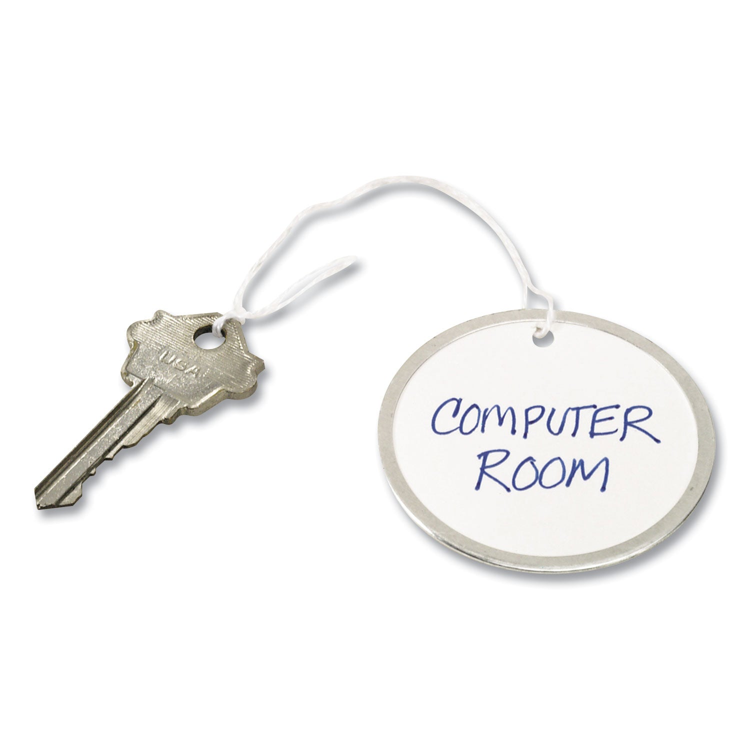 Heavyweight Stock Metal Rim Tags, 2.25" dia, White, 500/Box - 