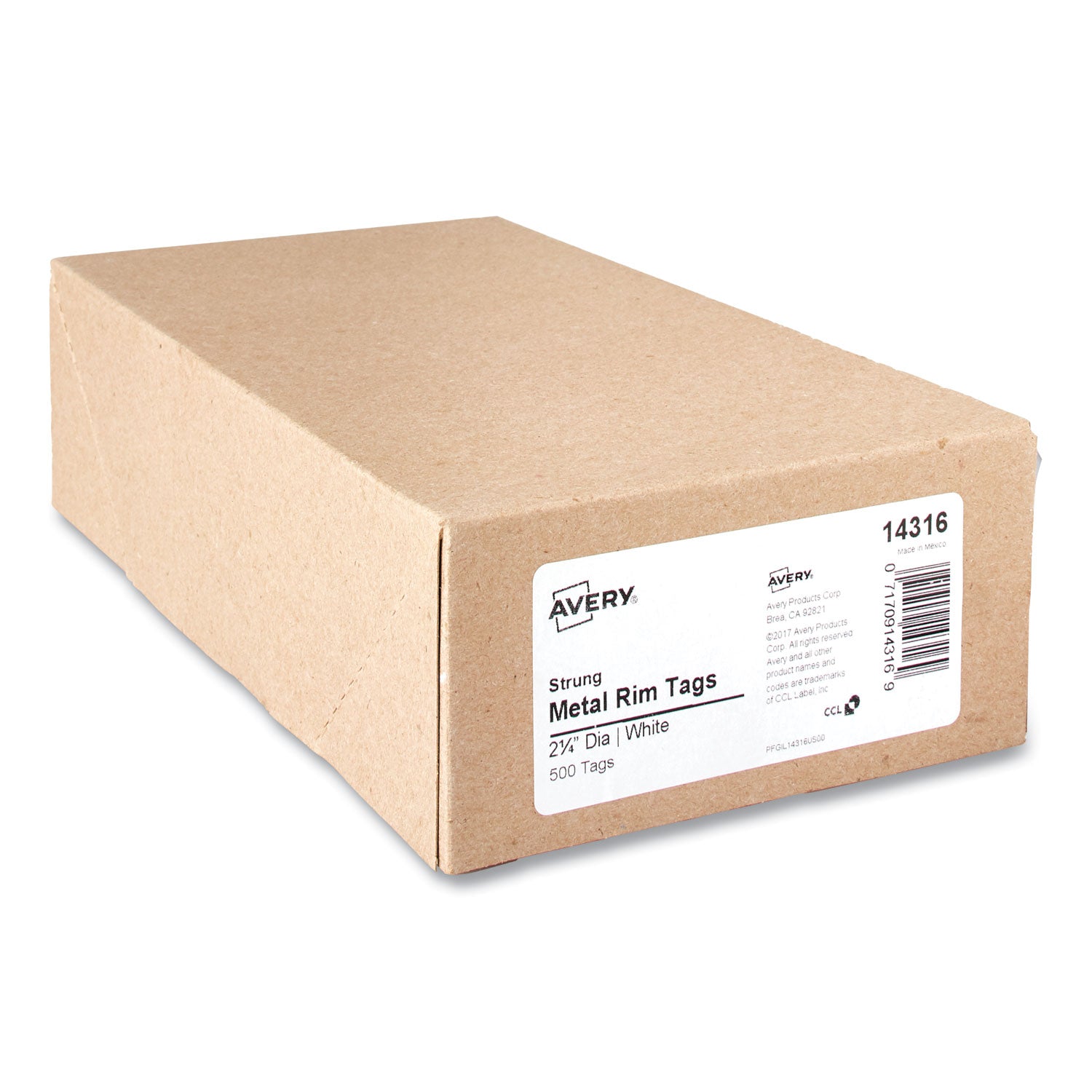 Heavyweight Stock Metal Rim Tags, 2.25" dia, White, 500/Box - 