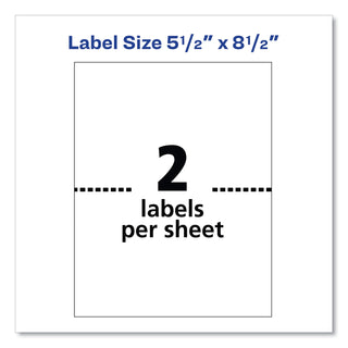 Shipping Labels w/ TrueBlock Technology, Inkjet Printers, 5.5 x 8.5, White, 2/Sheet, 25 Sheets/Pack