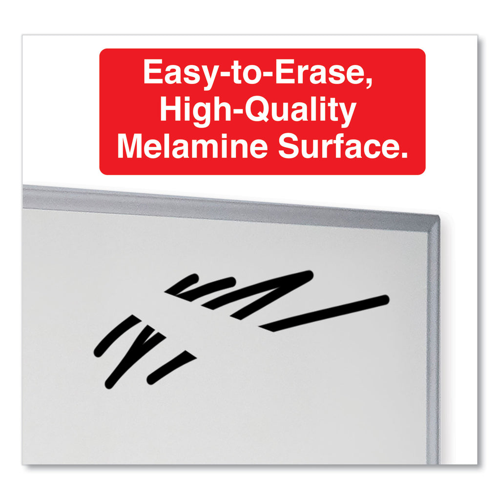 Deluxe Melamine Dry Erase Board, 72 x 48, Melamine White Surface, Silver Anodized Aluminum Frame - 