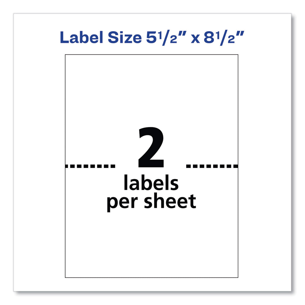 Shipping Labels w/ TrueBlock Technology, Inkjet/Laser Printers, 5.5 x 8.5, White, 2/Sheet, 500 Sheets/Box