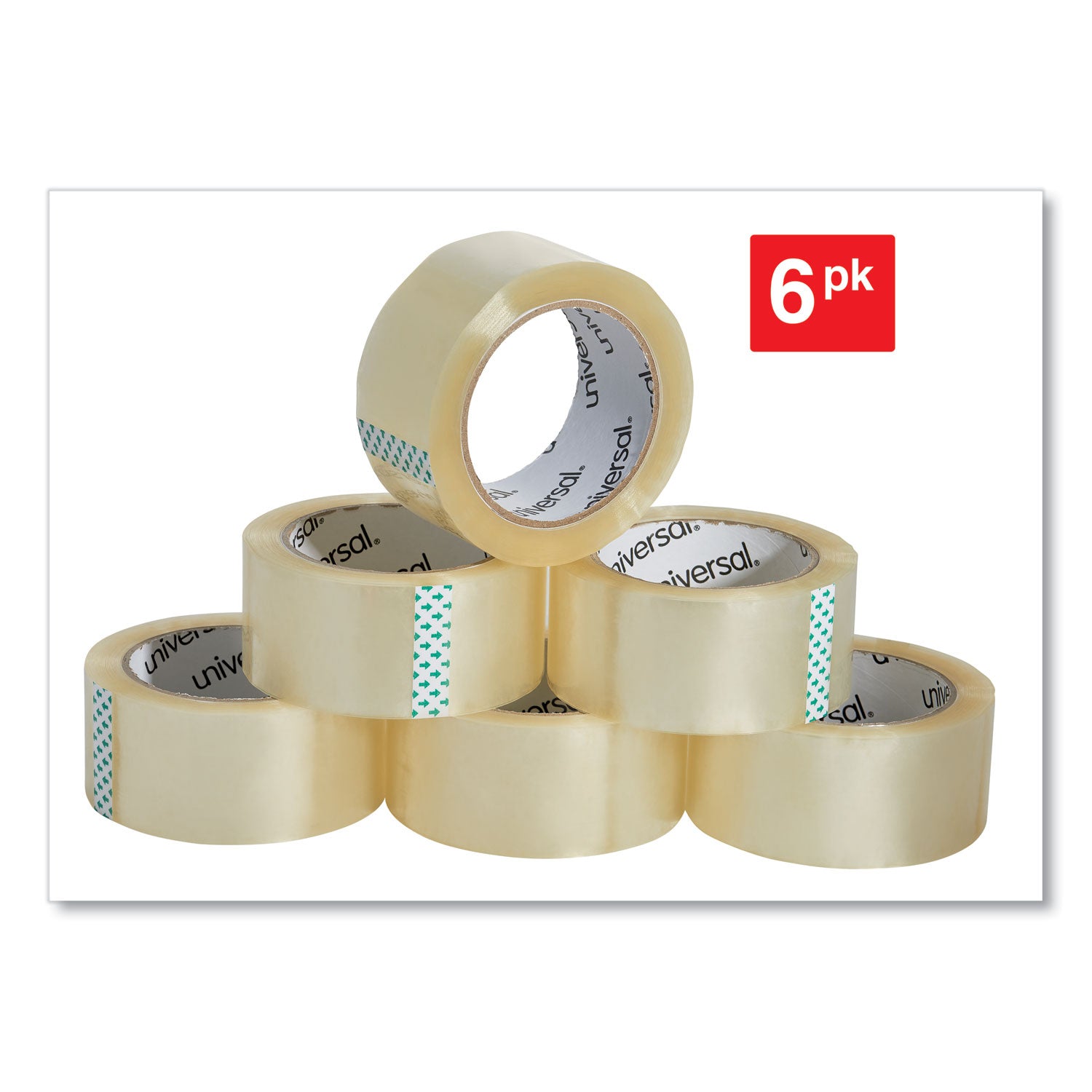 Heavy-Duty Box Sealing Tape, 3" Core, 1.88" x 54.6 yds, Clear, 6/Box - 