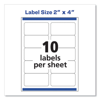 Shipping Labels w/ TrueBlock Technology, Laser Printers, 2 x 4, White, 10/Sheet, 25 Sheets/Pack