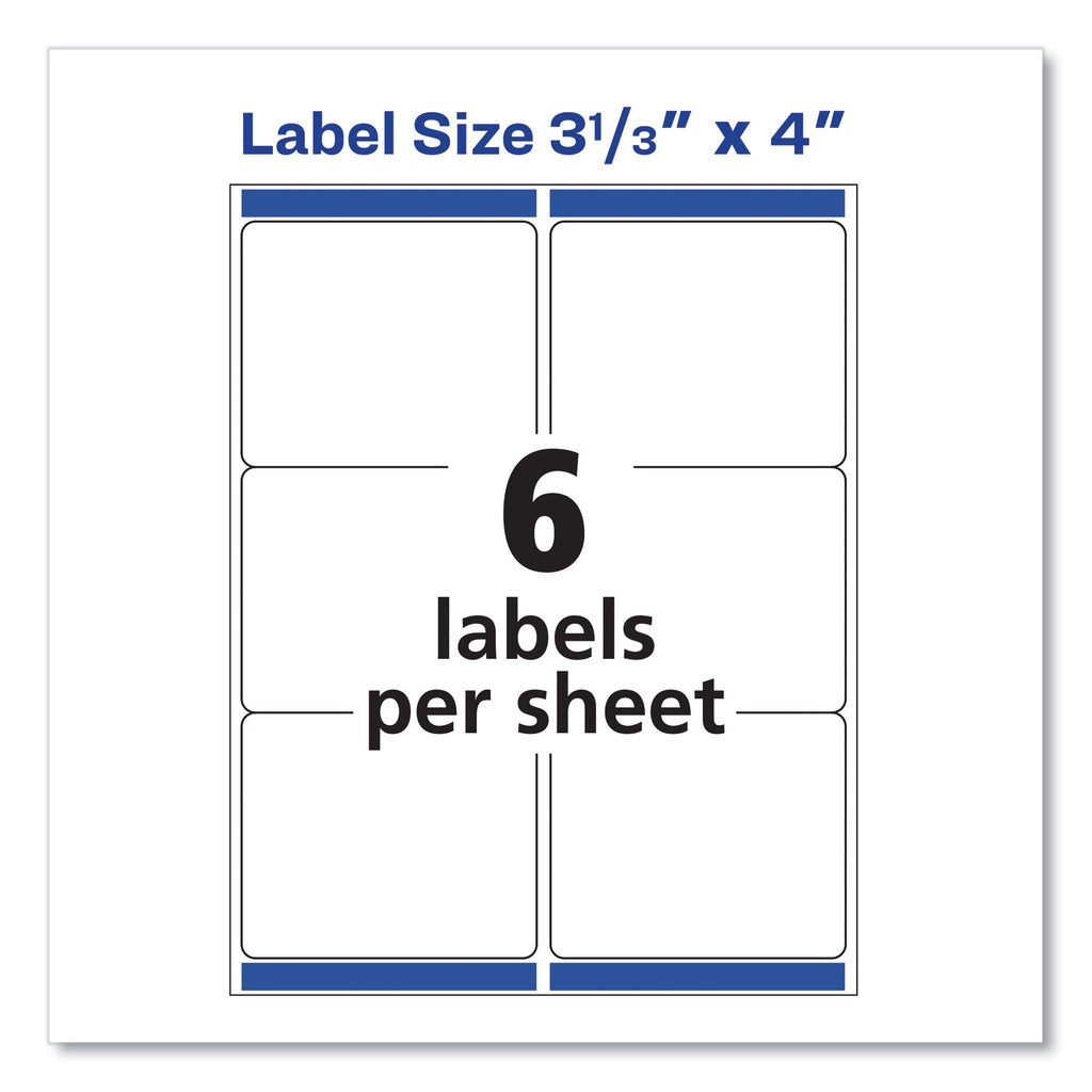 Shipping Labels w/ TrueBlock Technology, Laser Printers, 3.33 x 4, White, 6/Sheet, 100 Sheets/Box