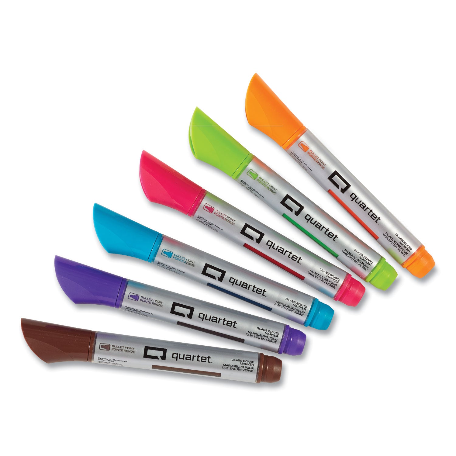 Premium Glass Board Dry Erase Marker, Medium Bullet Tip, Assorted Colors, 6/Pack