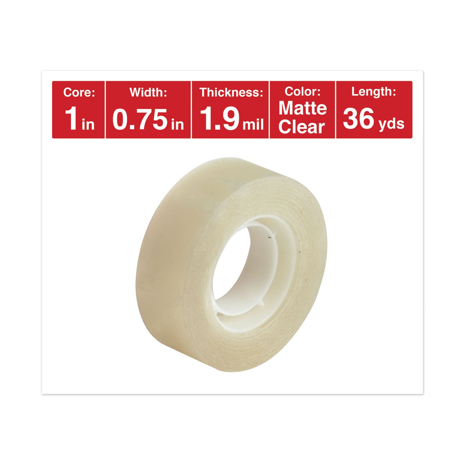 Invisible Tape, 1" Core, 0.75" x 36 yds, Clear