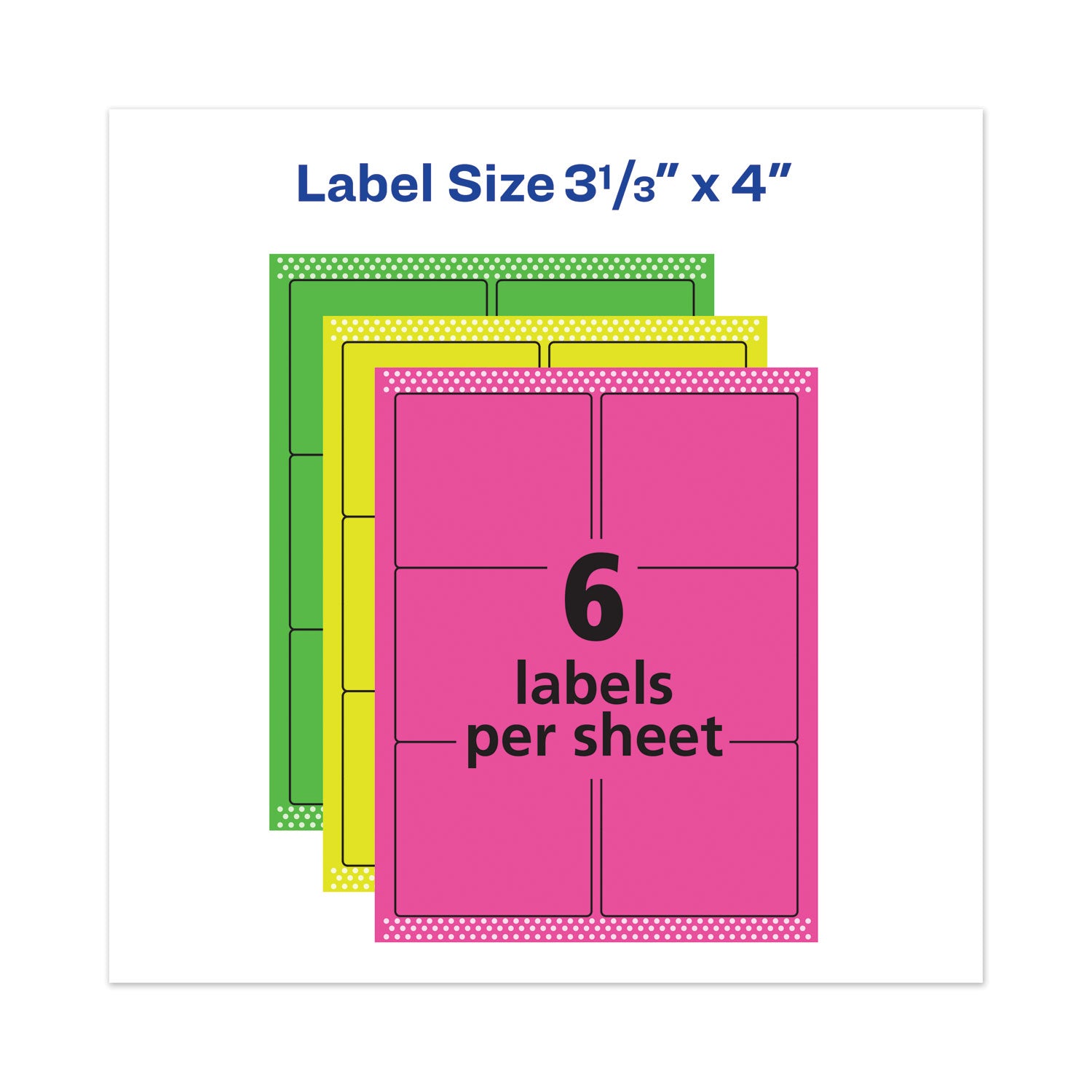 High-Vis Removable Laser/Inkjet ID Labels w/ Sure Feed, 3.33 x 4, Neon, 72/PK - 