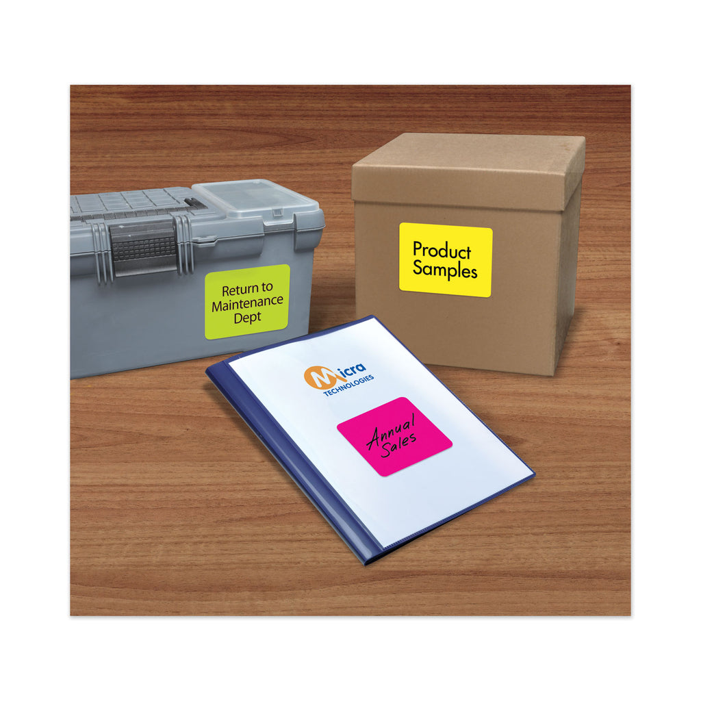 High-Vis Removable Laser/Inkjet ID Labels w/ Sure Feed, 3.33 x 4, Neon, 72/PK