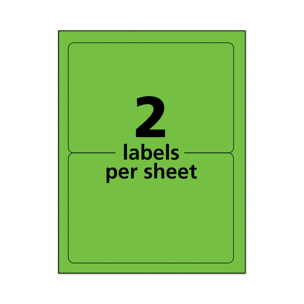 High-Visibility Permanent Laser ID Labels, 5.5 x 8.5, Neon Green, 200/Box