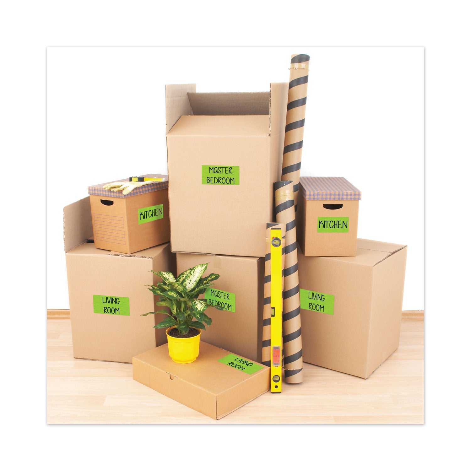 High-Visibility Permanent Laser ID Labels, 2 x 4, Neon Green, 1000/Box - 