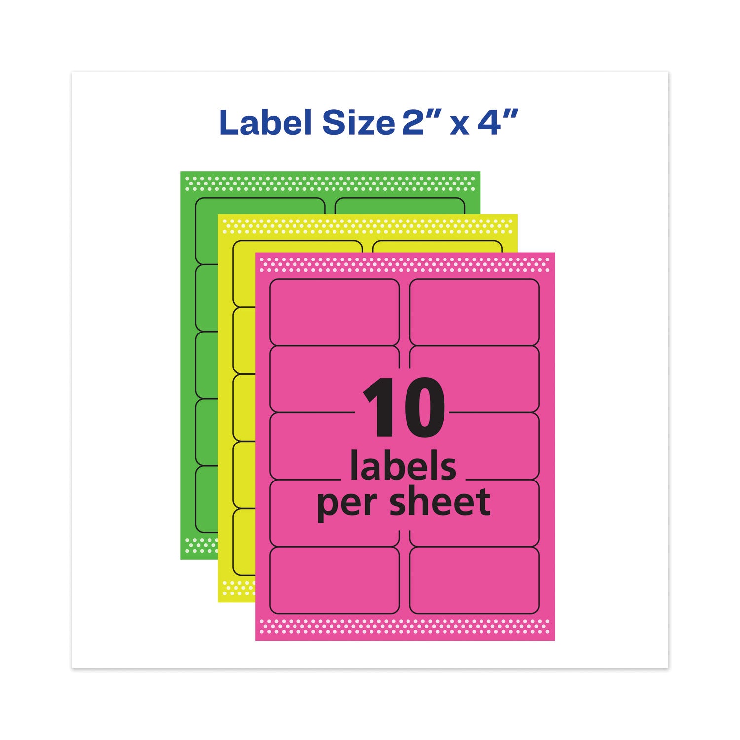 High-Vis Removable Laser/Inkjet ID Labels, 2 x 4, Asst. Neon, 120/Pack - 
