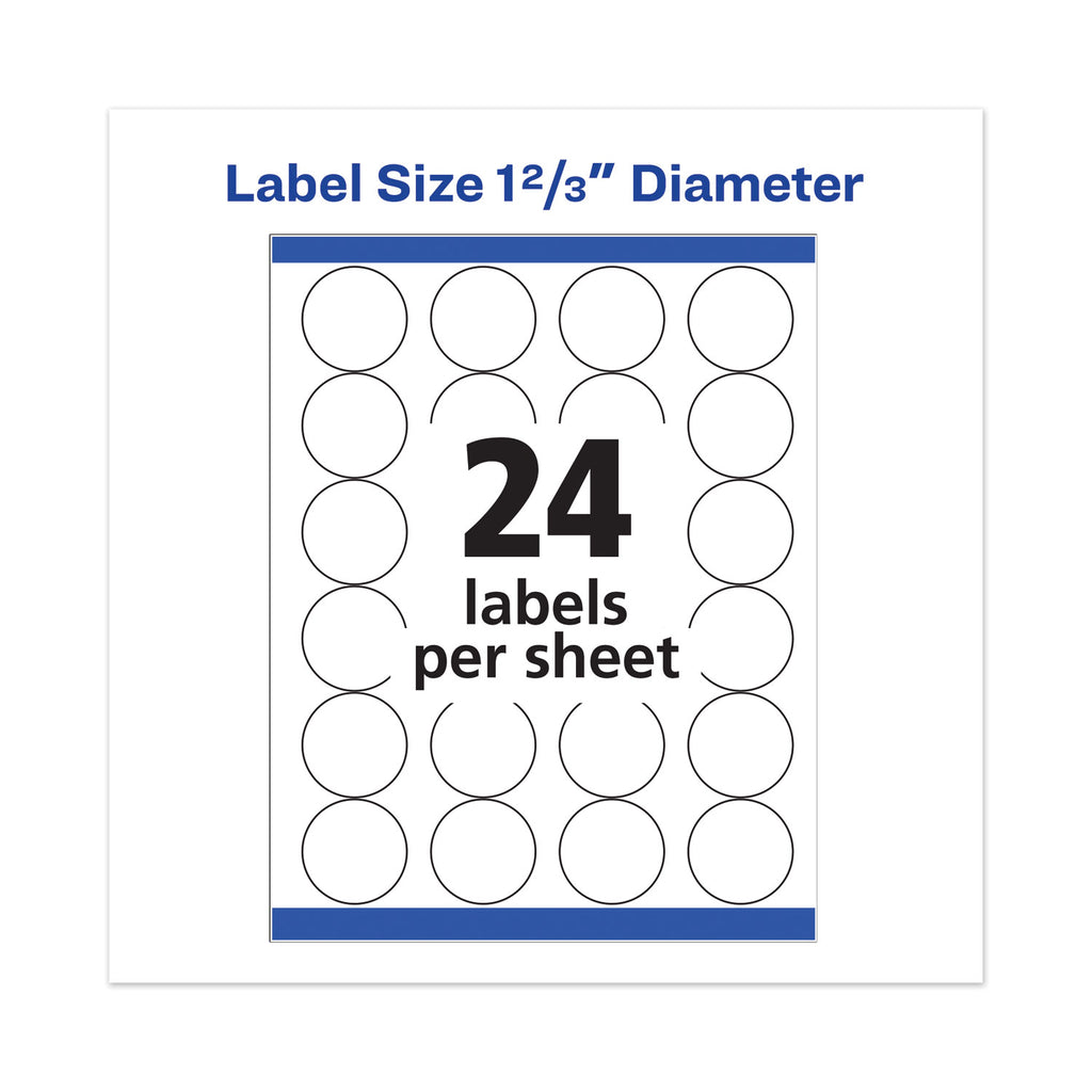Permanent Laser Print-to-the-Edge ID Labels w/SureFeed, 1.66" dia, White, 600/PK