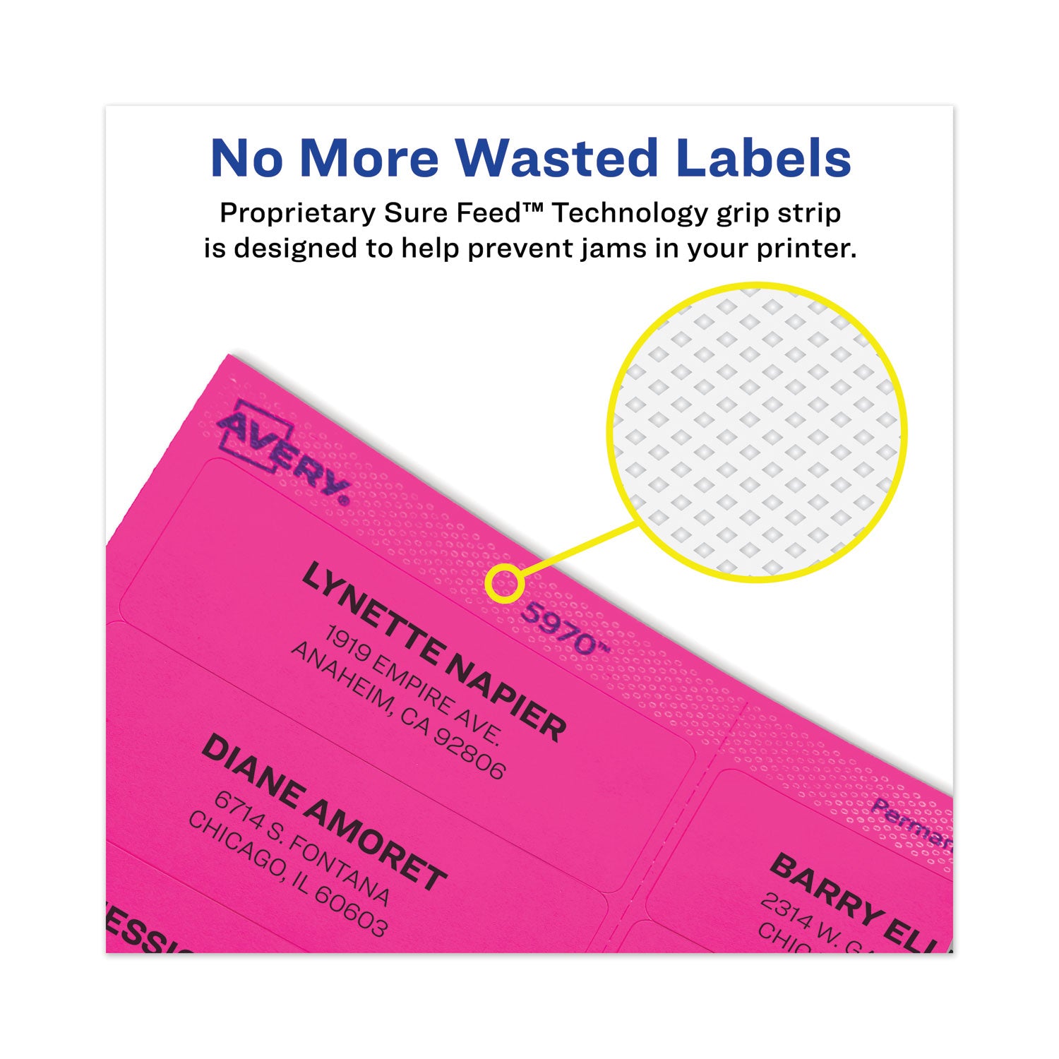 High-Vis Removable Laser/Inkjet ID Labels w/ Sure Feed, 3.33 x 4, Neon, 72/PK - 