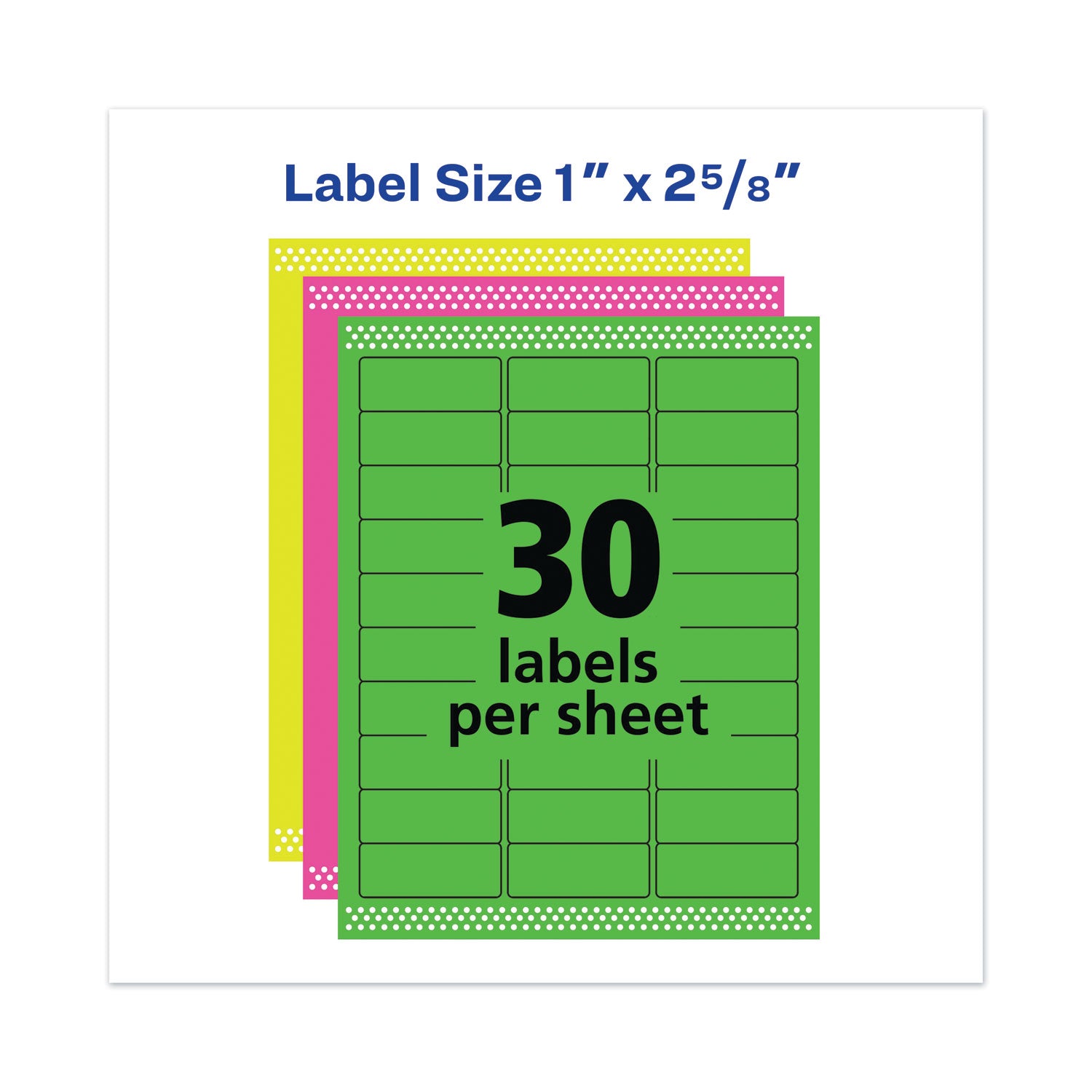 High-Visibility Permanent Laser ID Labels, 1 x 2.63, Asst. Neon, 450/Pack - 