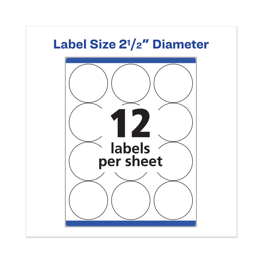 Permanent Laser Print-to-the-Edge ID Labels w/SureFeed, 2 1/2"dia, White, 300/PK