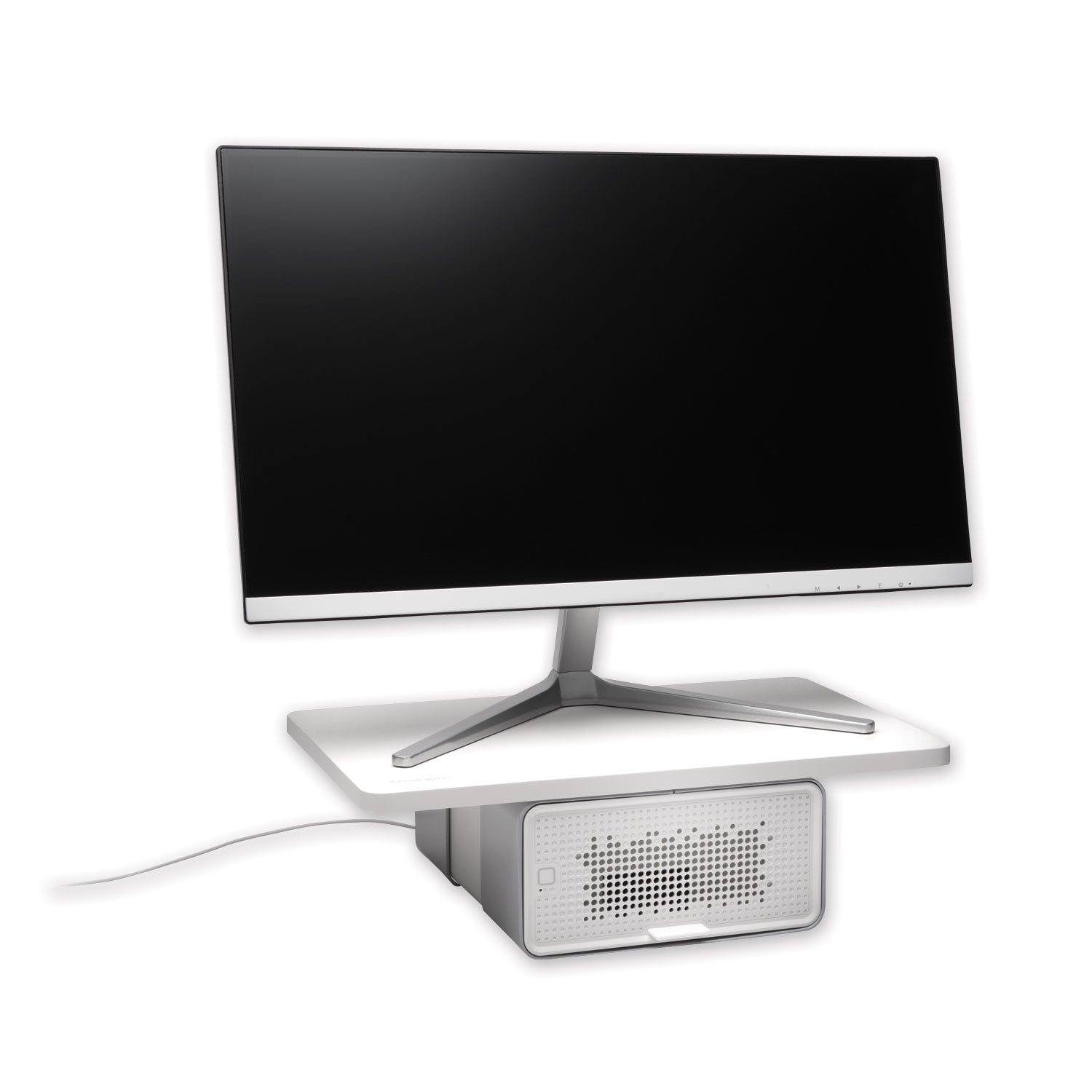FreshView Wellness Monitor Stand with Air Purifier, For 27" Monitors, 22.5" x 11.5" x 5.4", White, Supports 200 lbs