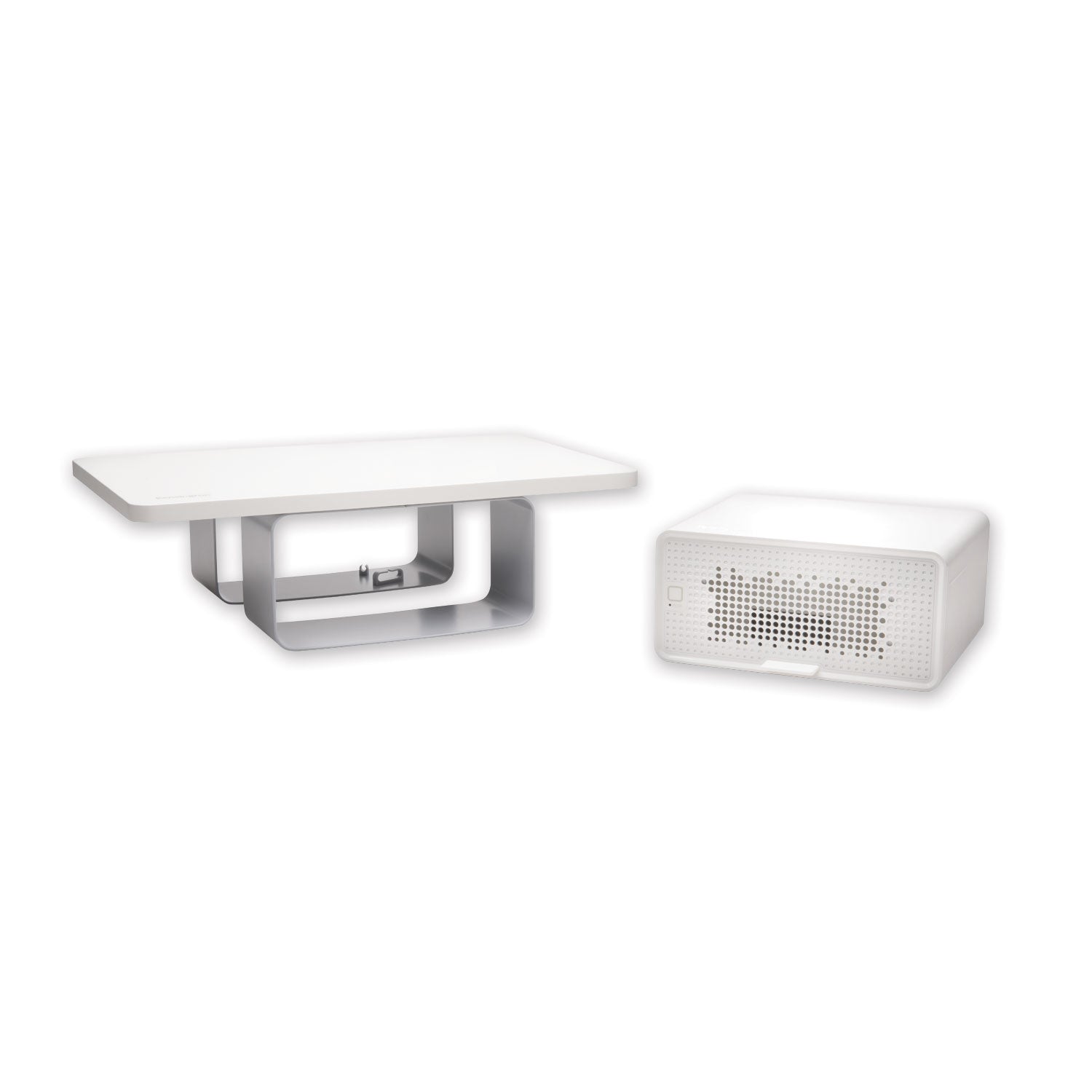 FreshView Wellness Monitor Stand with Air Purifier, For 27" Monitors, 22.5" x 11.5" x 5.4", White, Supports 200 lbs