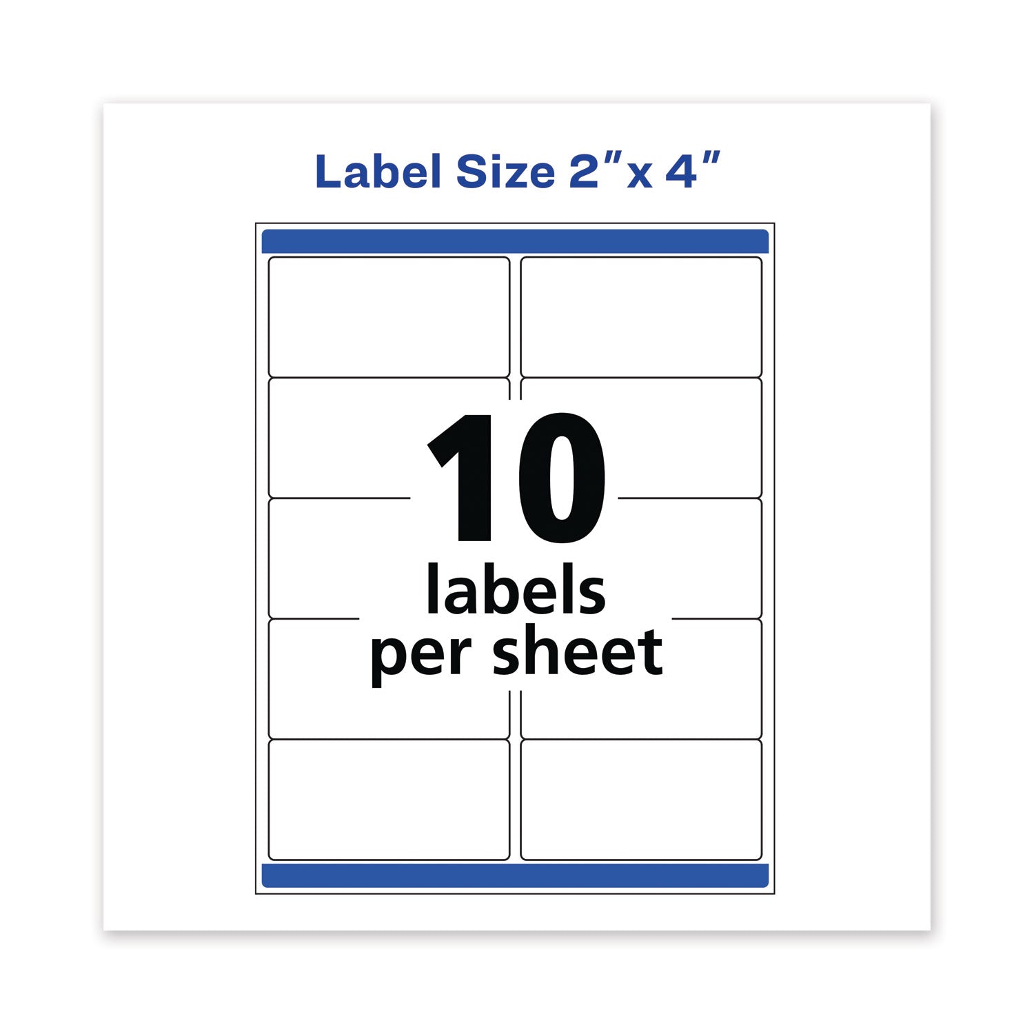 Waterproof Shipping Labels with TrueBlock and Sure Feed, Laser Printers, 2 x 4, White, 10/Sheet, 50 Sheets/Pack - 