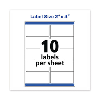 Waterproof Shipping Labels with TrueBlock and Sure Feed, Laser Printers, 2 x 4, White, 10/Sheet, 50 Sheets/Pack