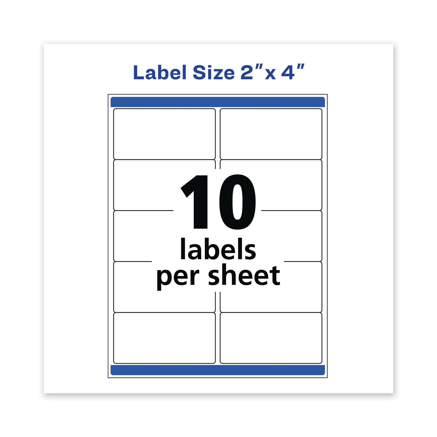 Waterproof Shipping Labels with TrueBlock and Sure Feed, Laser Printers, 2 x 4, White, 10/Sheet, 50 Sheets/Pack