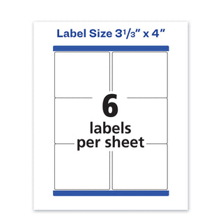 Waterproof Shipping Labels with TrueBlock and Sure Feed, Laser Printers, 3.33 x 4, White, 6/Sheet, 50 Sheets/Pack