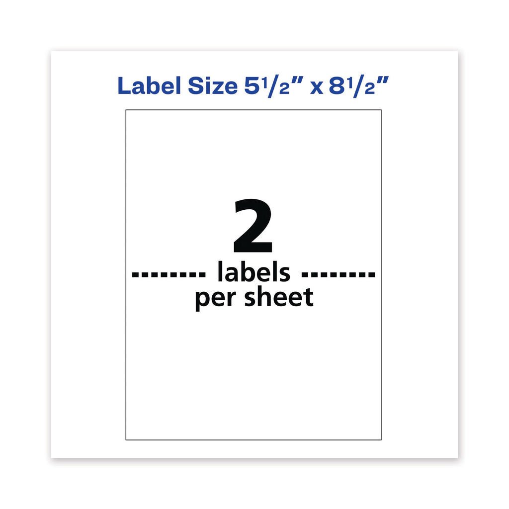 Waterproof Shipping Labels with TrueBlock Technology, Laser Printers, 5.5 x 8.5, White, 2/Sheet, 50 Sheets/Pack