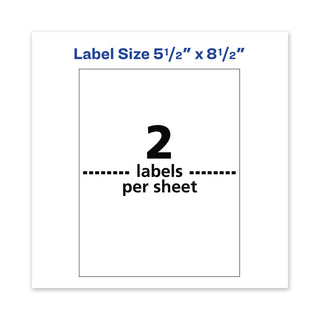 Waterproof Shipping Labels with TrueBlock Technology, Laser Printers, 5.5 x 8.5, White, 2/Sheet, 50 Sheets/Pack