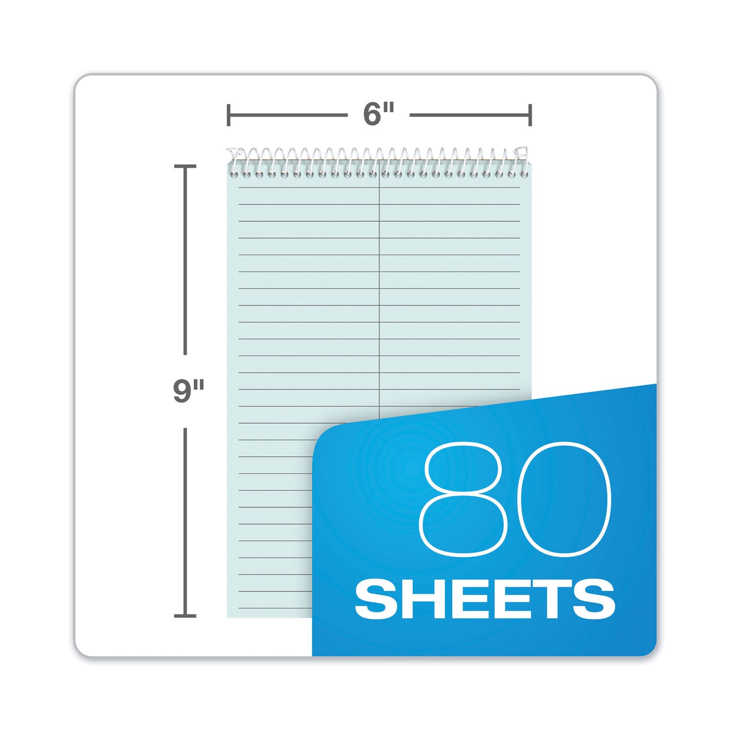 Prism Steno Pads, Gregg Rule, Blue Cover, 80 Blue 6 x 9 Sheets, 4/Pack - 
