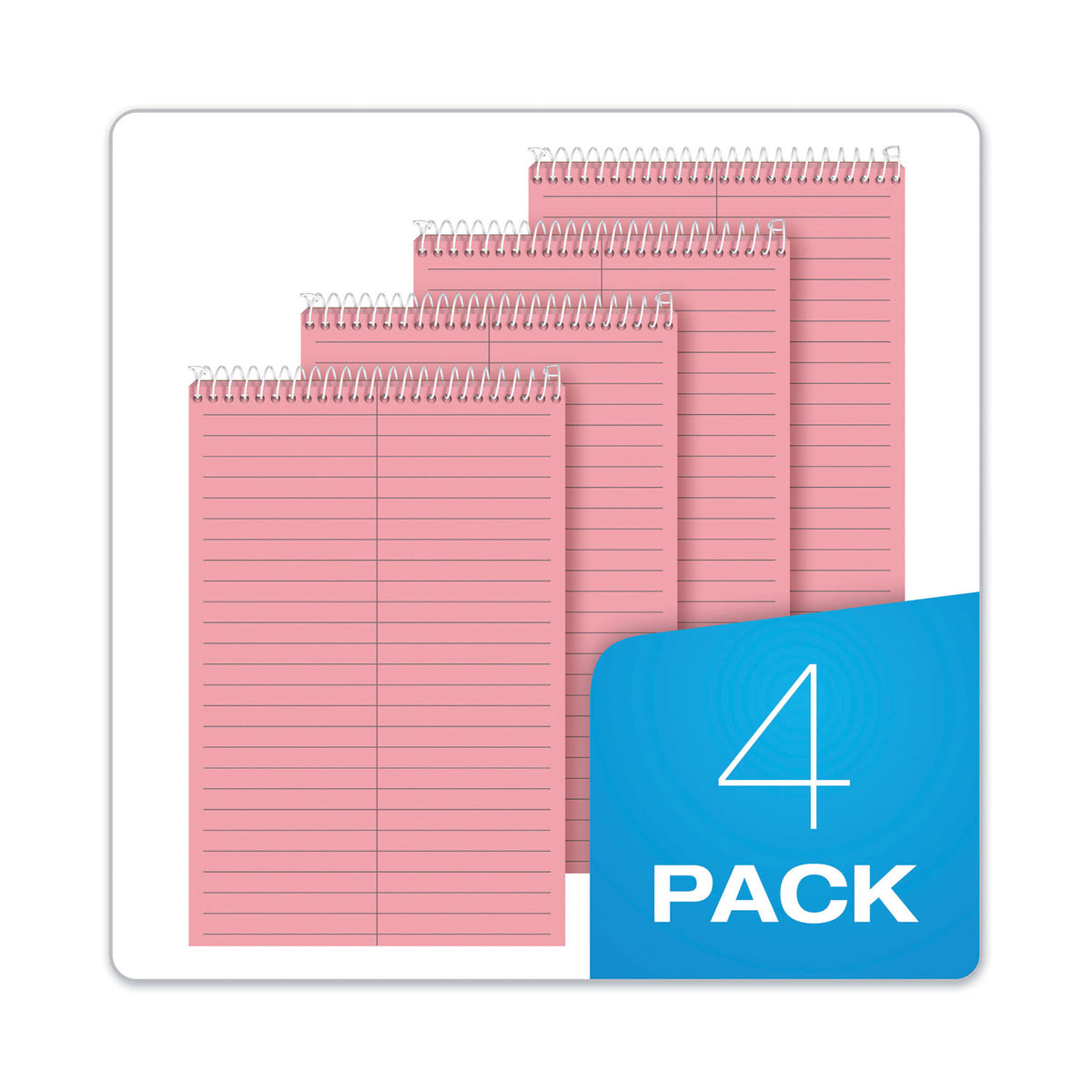 Prism Steno Pads, Gregg Rule, Pink Cover, 80 Pink 6 x 9 Sheets, 4/Pack