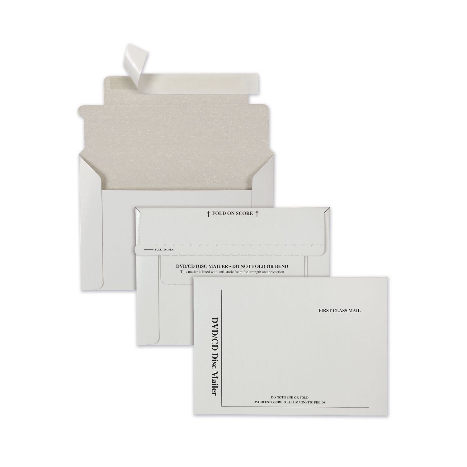 Disk/CD Foam-Lined Mailers for CDs/DVDs, Square Flap, Redi-Strip Adhesive Closure, 8.5 x 6, White, 25/Box