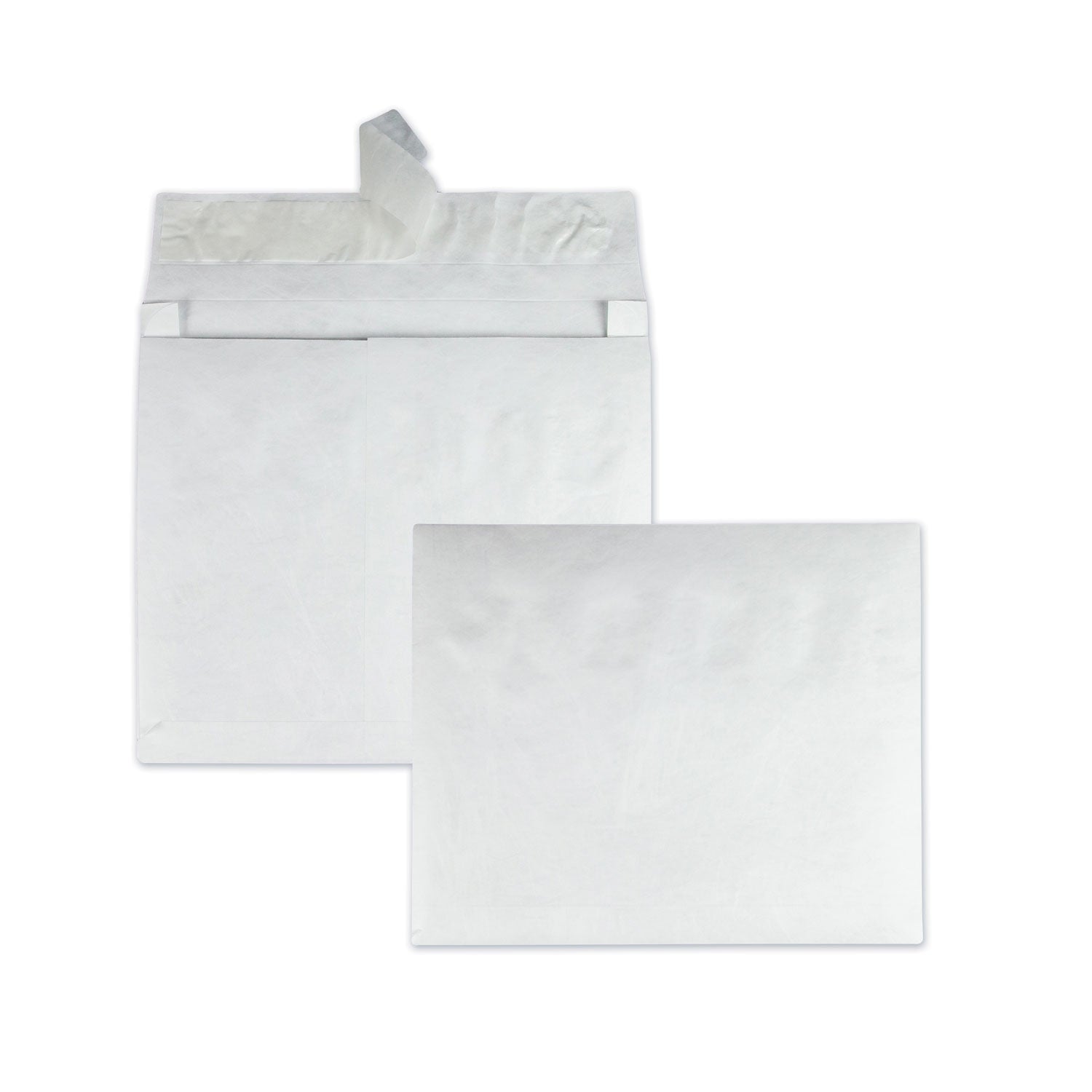 Lightweight 14 lb Tyvek Open End Expansion Mailers, #15 1/2, Square Flap, Redi-Strip Adhesive Closure, 12 x 16, White, 100/CT - 