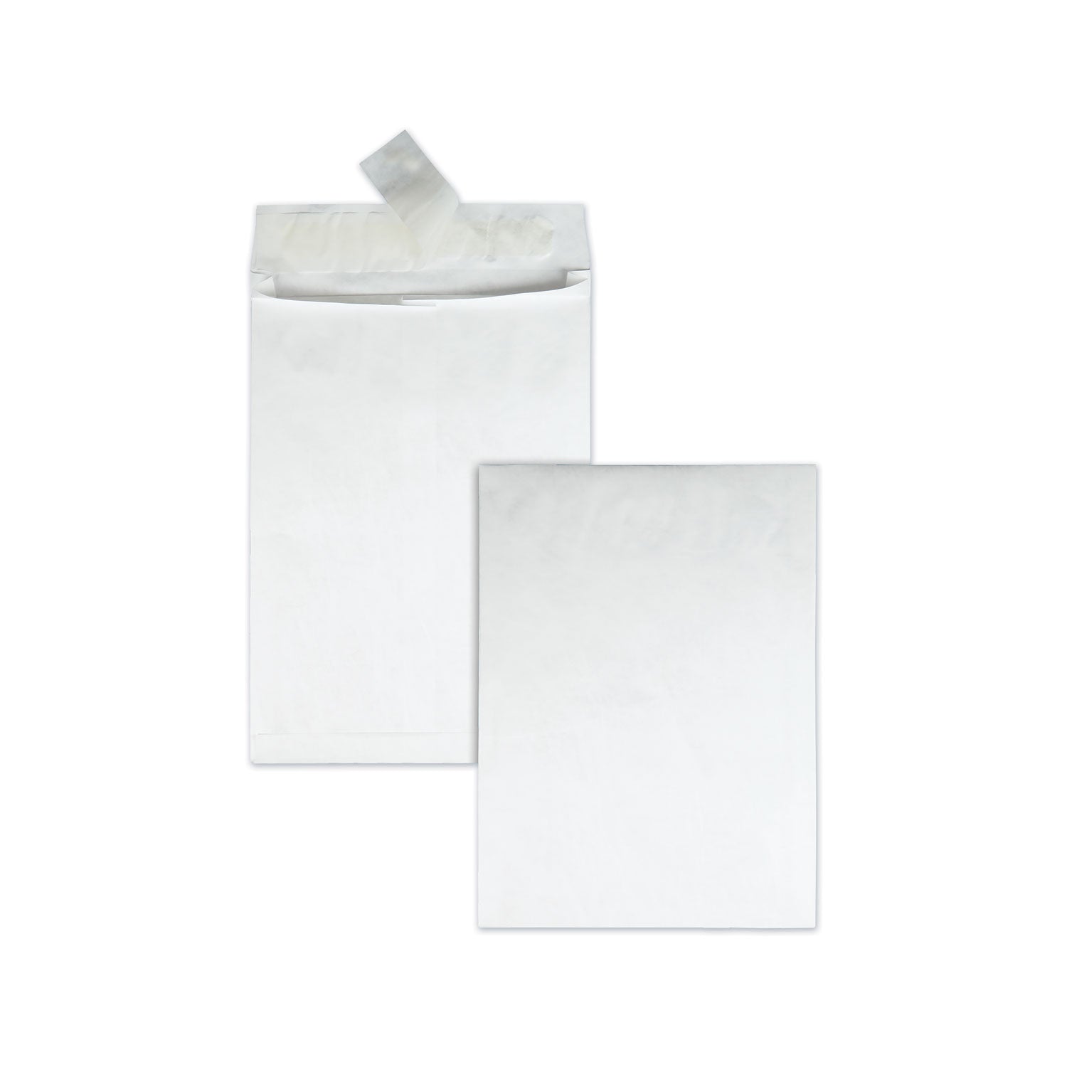 Lightweight 14 lb Tyvek Open End 1.5" Expansion Mailers, #13 1/2, Square Flap, Redi-Strip Closure, 10 x 13, White, 25/Box - 