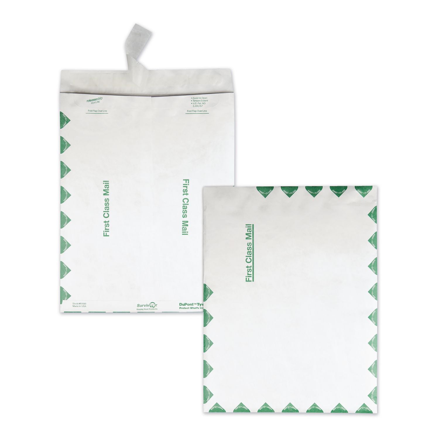 Lightweight 14 lb Tyvek Catalog Mailers, First Class, #15 1/2, Square Flap, Redi-Strip Closure, 12 x 15.5, White, 100/Box
