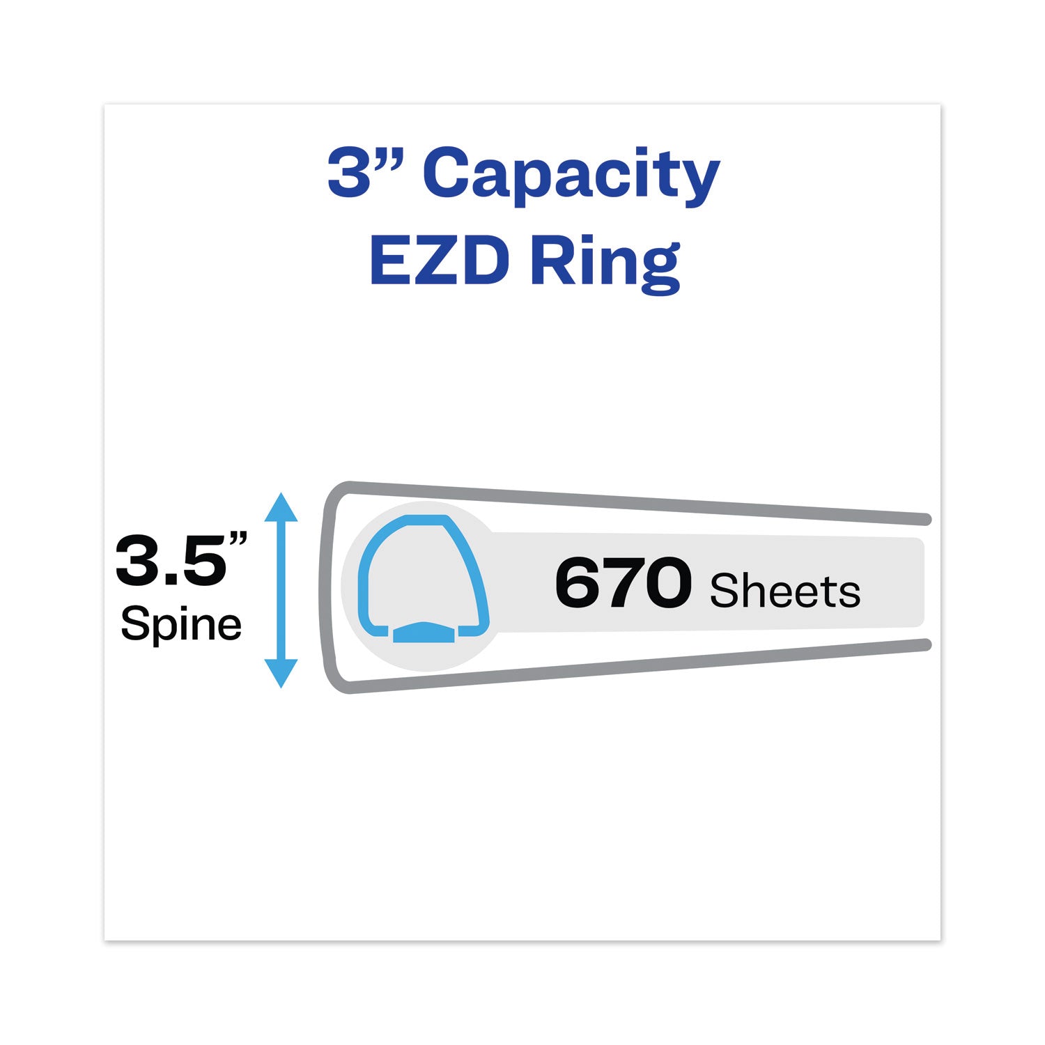 Heavy-Duty View Binder with DuraHinge and Locking One Touch EZD Rings, 3 Rings, 3" Capacity, 11 x 8.5, Pacific Blue - 