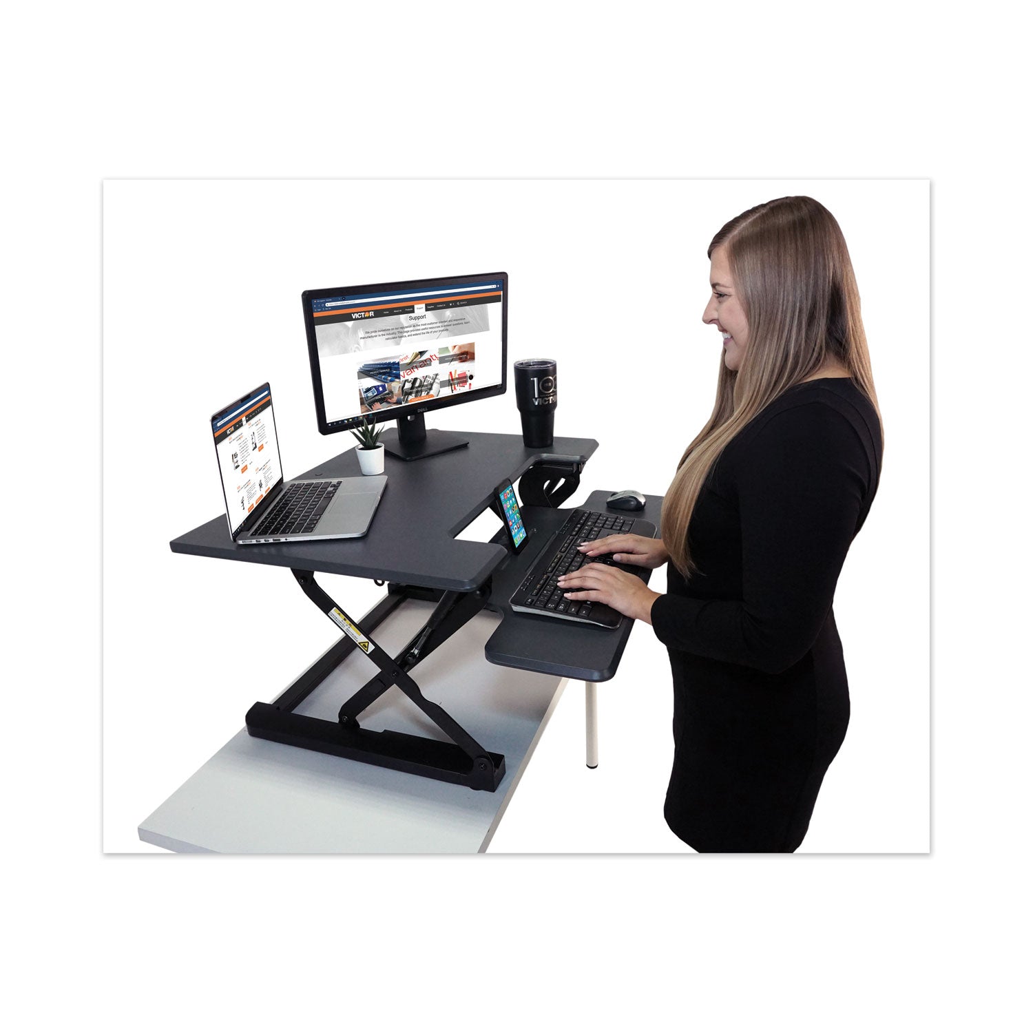 high-rise-height-adjustable-standing-desk-with-keyboard-tray-31-x-3125-x-525-to-20-gray-black_vctdcx710g - 1