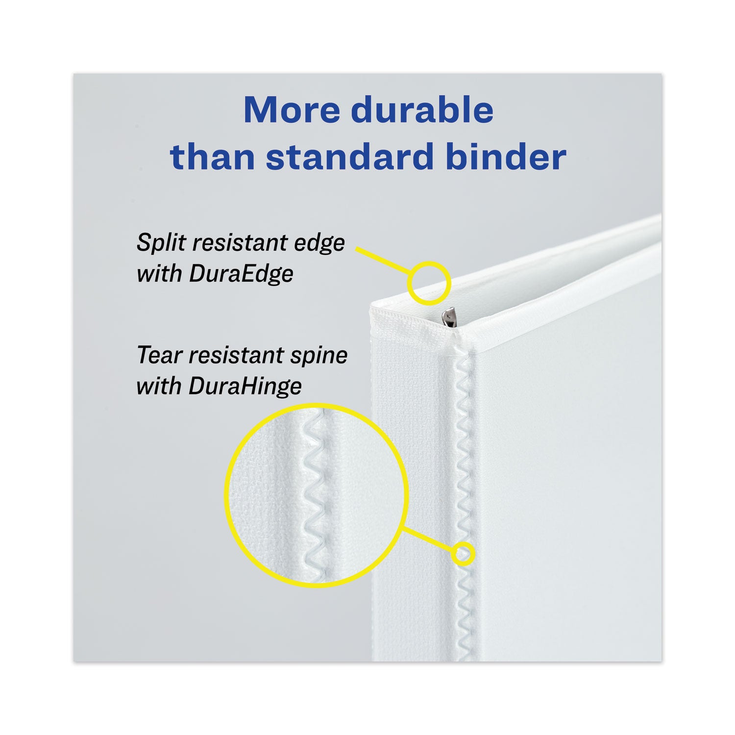 Heavy-Duty View Binder with DuraHinge and Locking One Touch EZD Rings, 3 Rings, 5" Capacity, 11 x 8.5, White - 