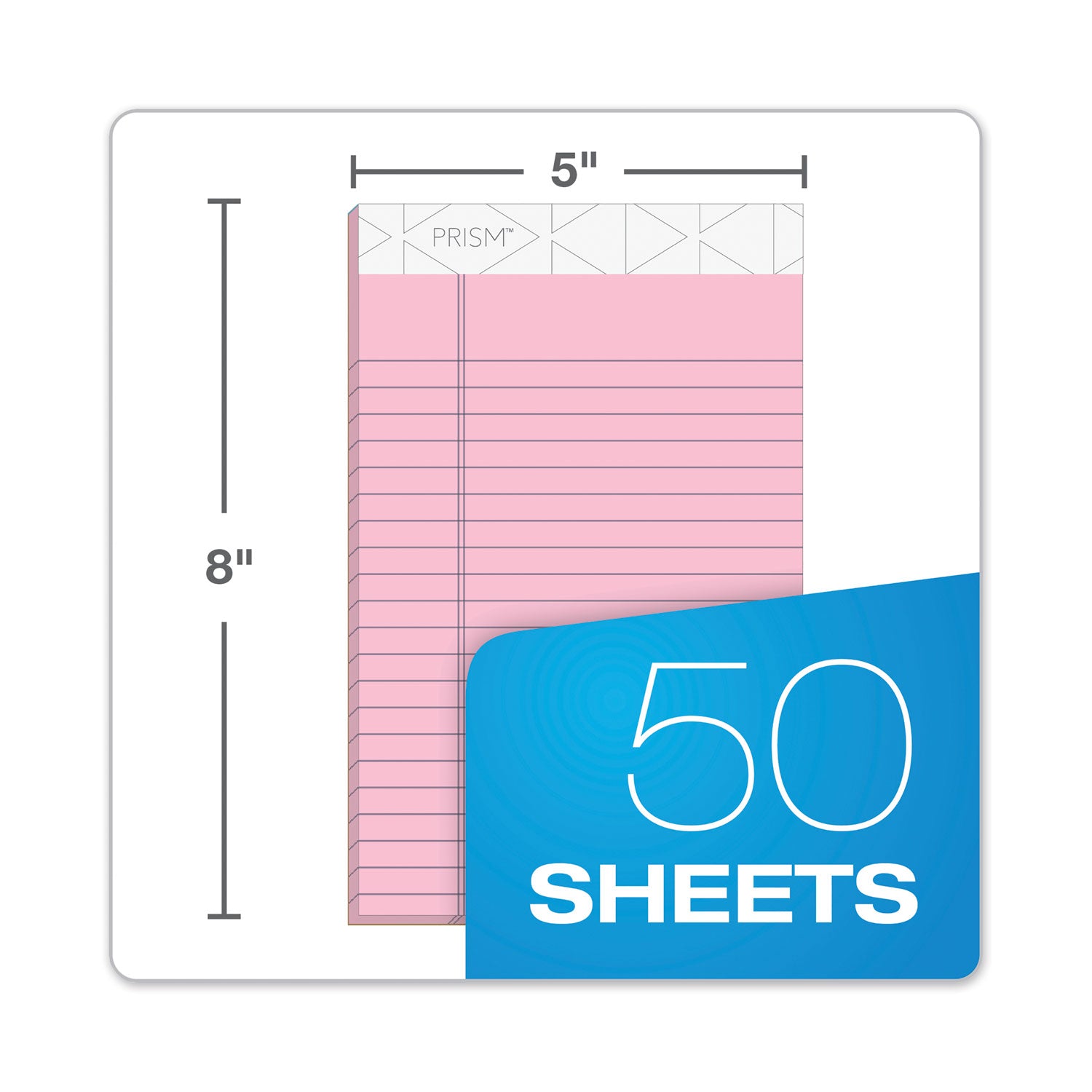 Prism + Colored Writing Pads, Narrow Rule, 50 Assorted Pastel-Color 5 x 8 Sheets, 6/Pack - 