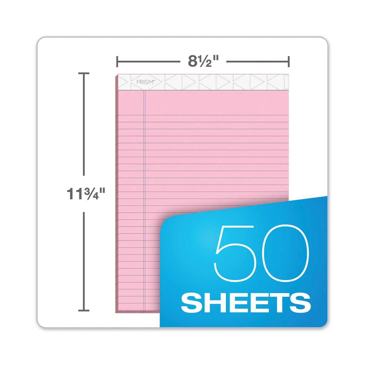 Prism + Colored Writing Pads, Wide/Legal Rule, 50 Pastel Pink 8.5 x 11.75 Sheets, 12/Pack