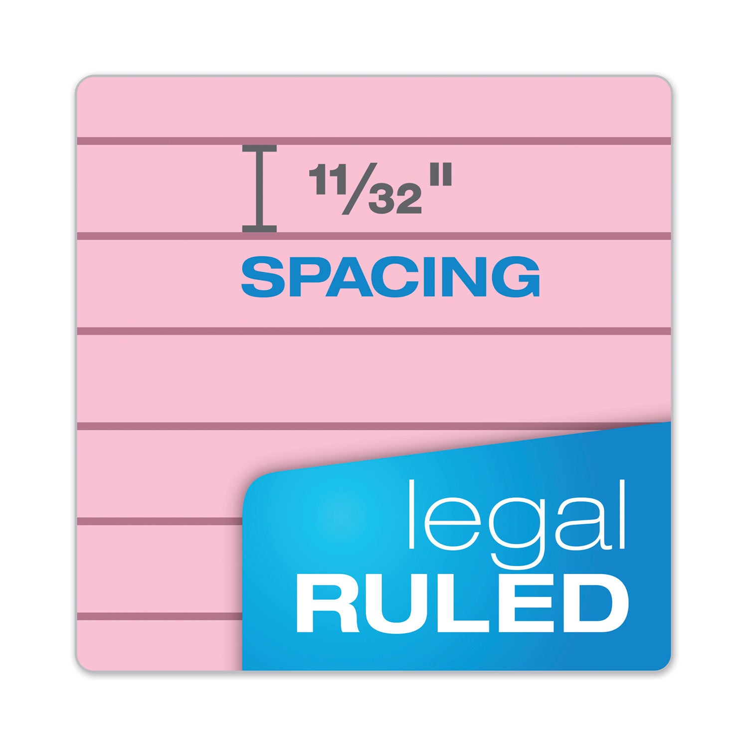 Prism + Colored Writing Pads, Wide/Legal Rule, 50 Pastel Pink 8.5 x 11.75 Sheets, 12/Pack - 