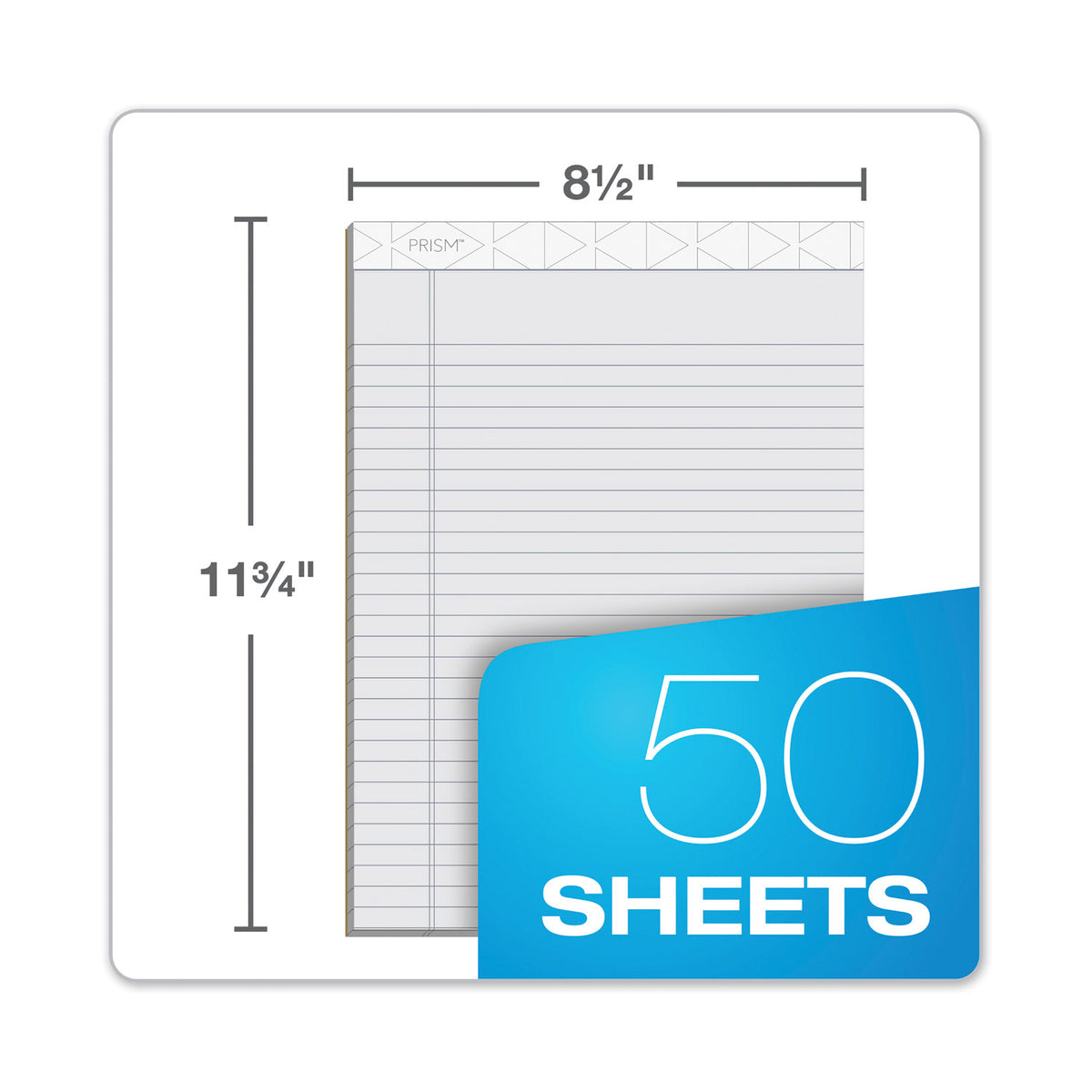 Prism + Colored Writing Pads, Wide/Legal Rule, 50 Pastel Gray 8.5 x 11.75 Sheets, 12/Pack