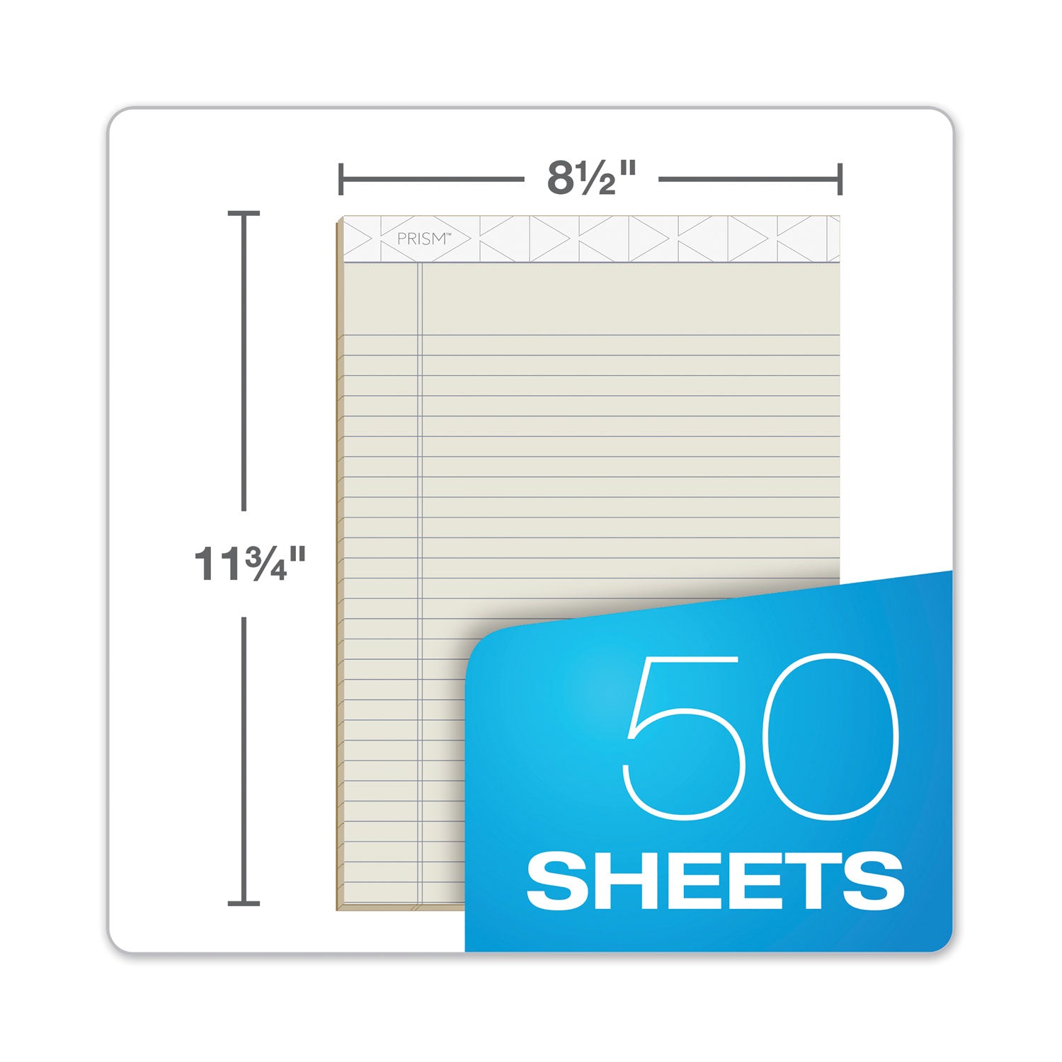 Prism + Colored Writing Pads, Wide/Legal Rule, 50 Pastel Ivory 8.5 x 11.75 Sheets, 12/Pack - 