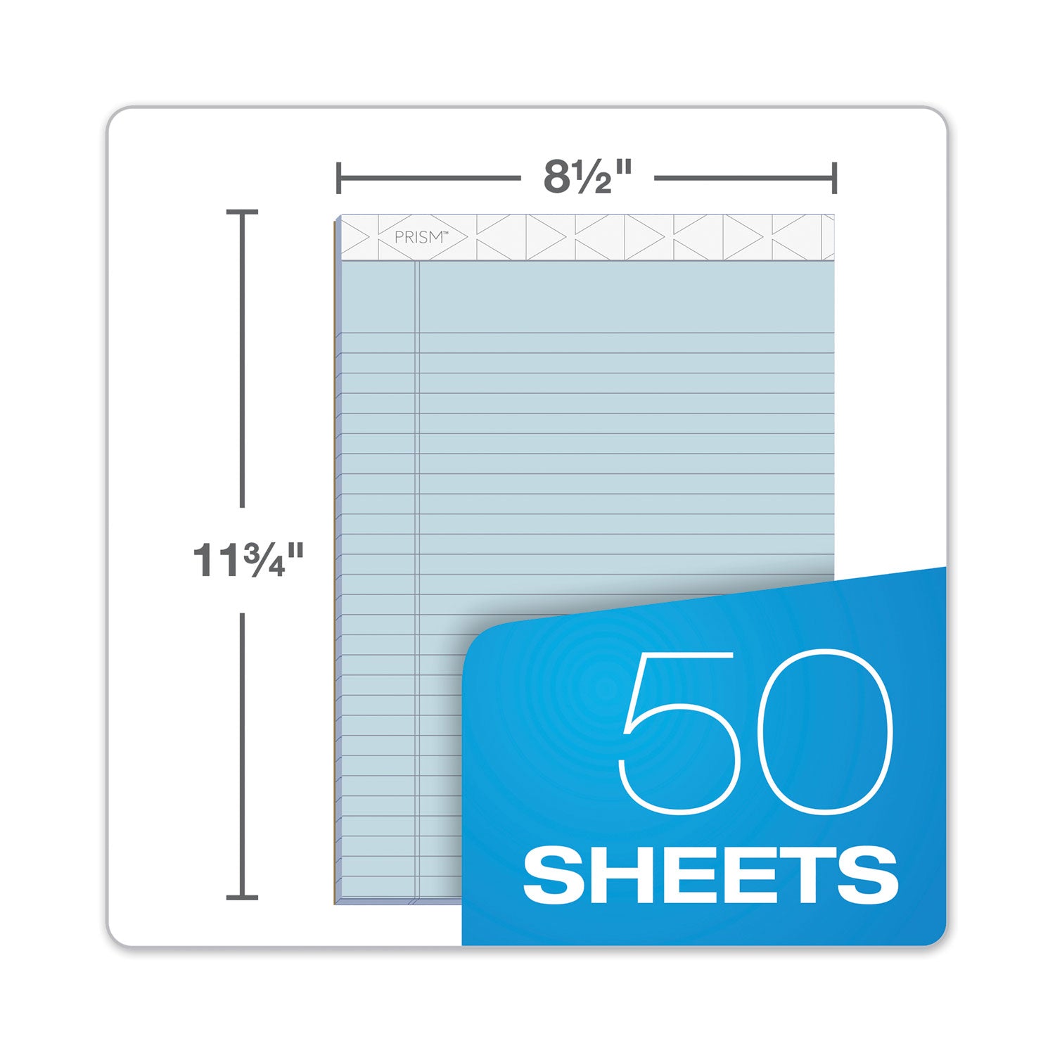 Prism + Colored Writing Pads, Wide/Legal Rule, 50 Pastel Blue 8.5 x 11.75 Sheets, 12/Pack - 