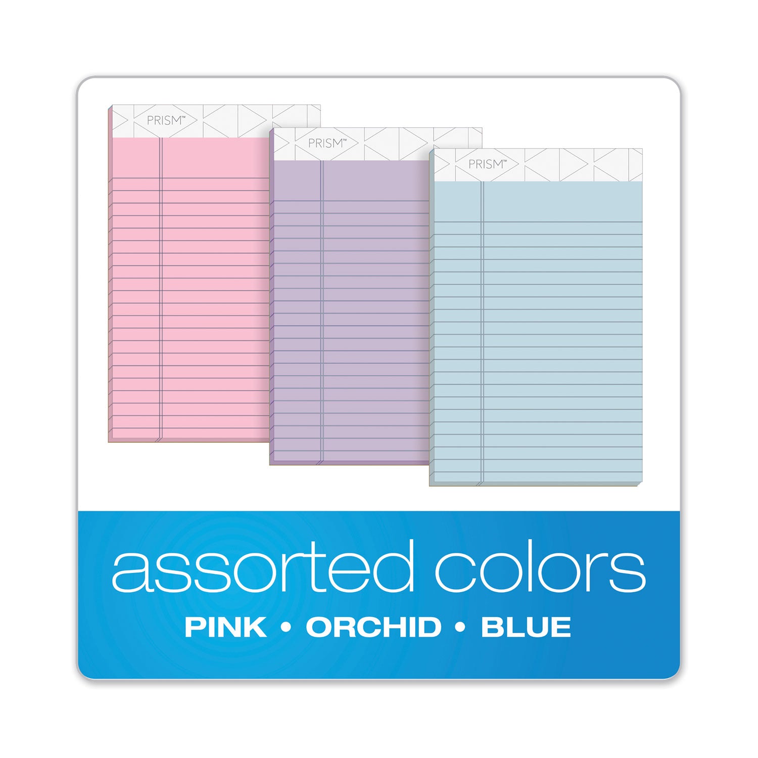 Prism + Colored Writing Pads, Narrow Rule, 50 Assorted Pastel-Color 5 x 8 Sheets, 6/Pack - 