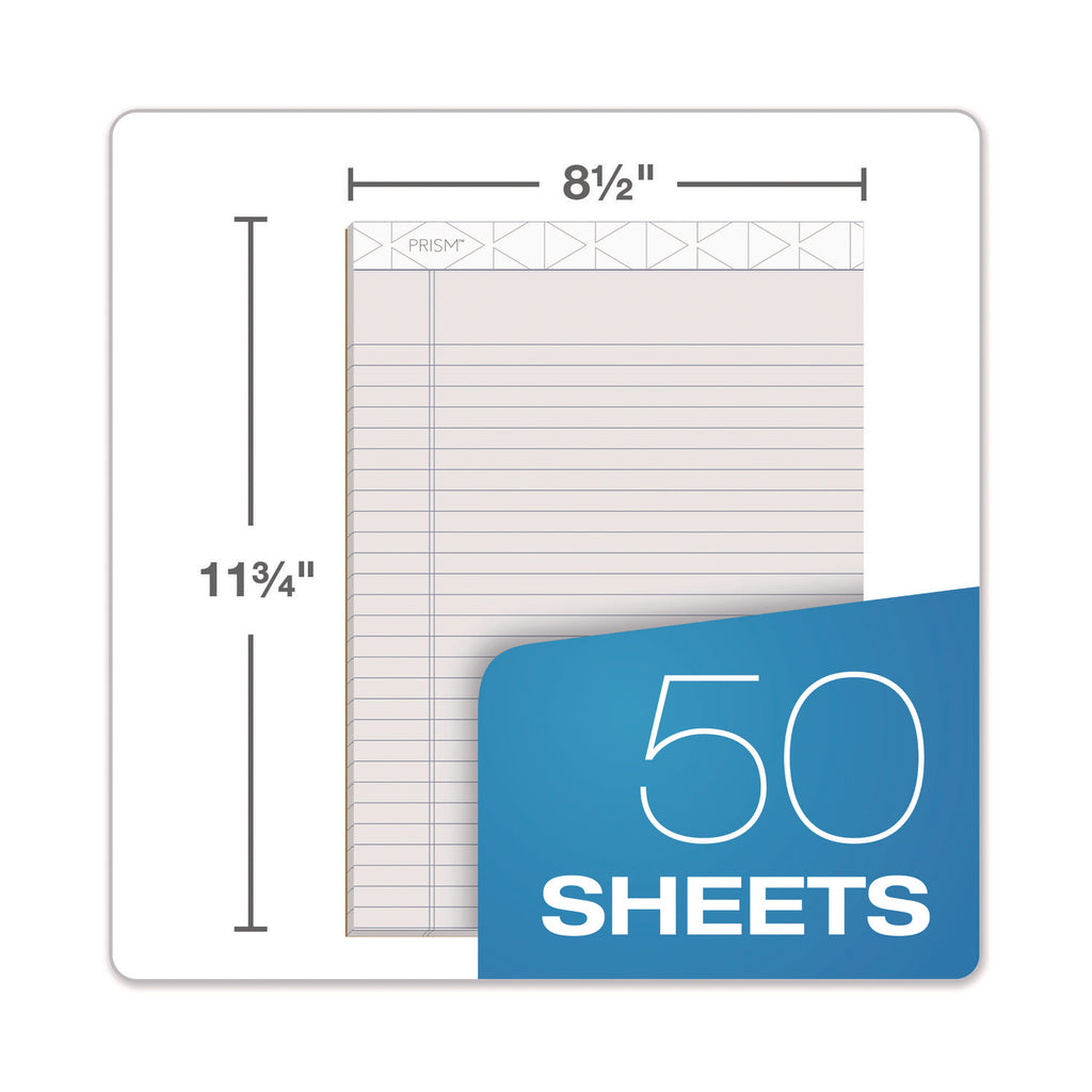 Prism + Colored Writing Pads, Wide/Legal Rule, 50 Assorted Pastel-Color 8.5 x 11.75 Sheets, 6/Pack