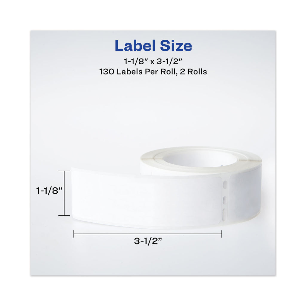 Multipurpose Thermal Labels, 1.13 x 3.5, White, 130/Roll, 2 Rolls/Pack