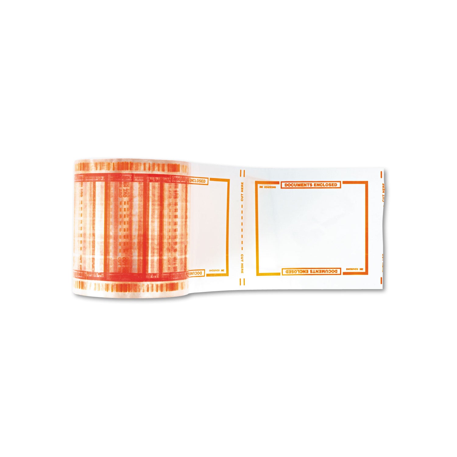 Pouch Tape, 3" Core, 5" x 6", Transparent, Orange Border - 